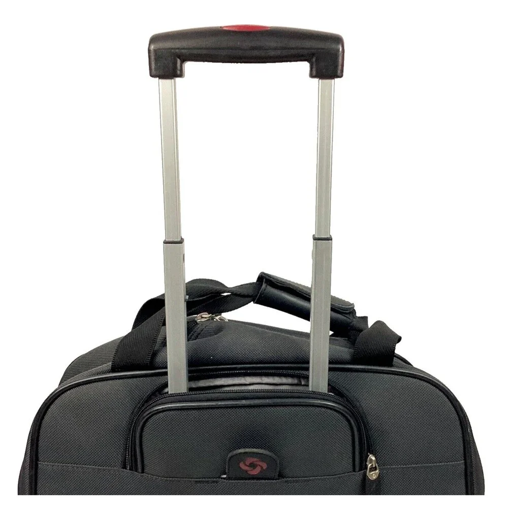 Samsonite Rolling Laptop Bag - Black/Red - Carry Handle + Pull-Along - EUC!